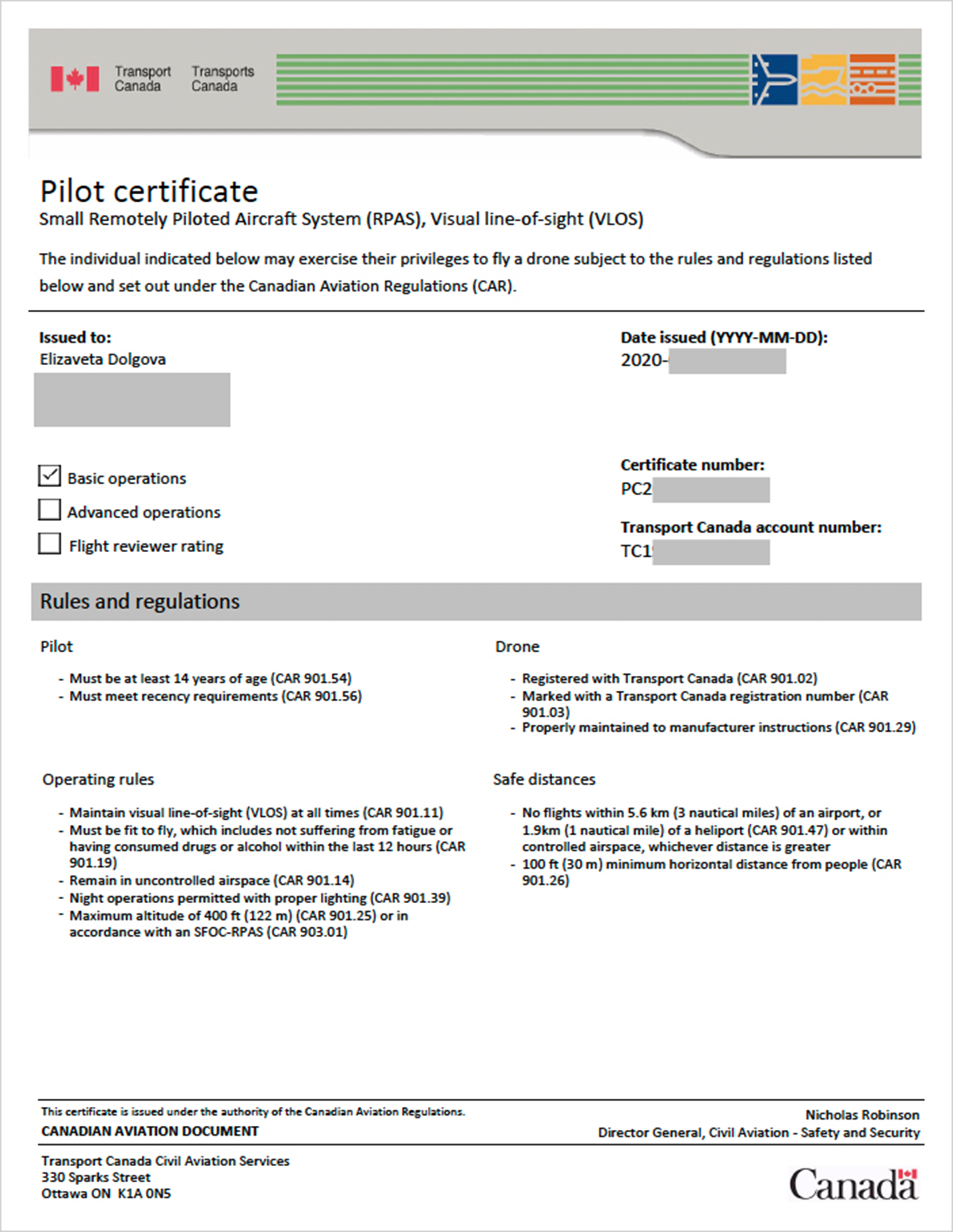 Pilot Certificate